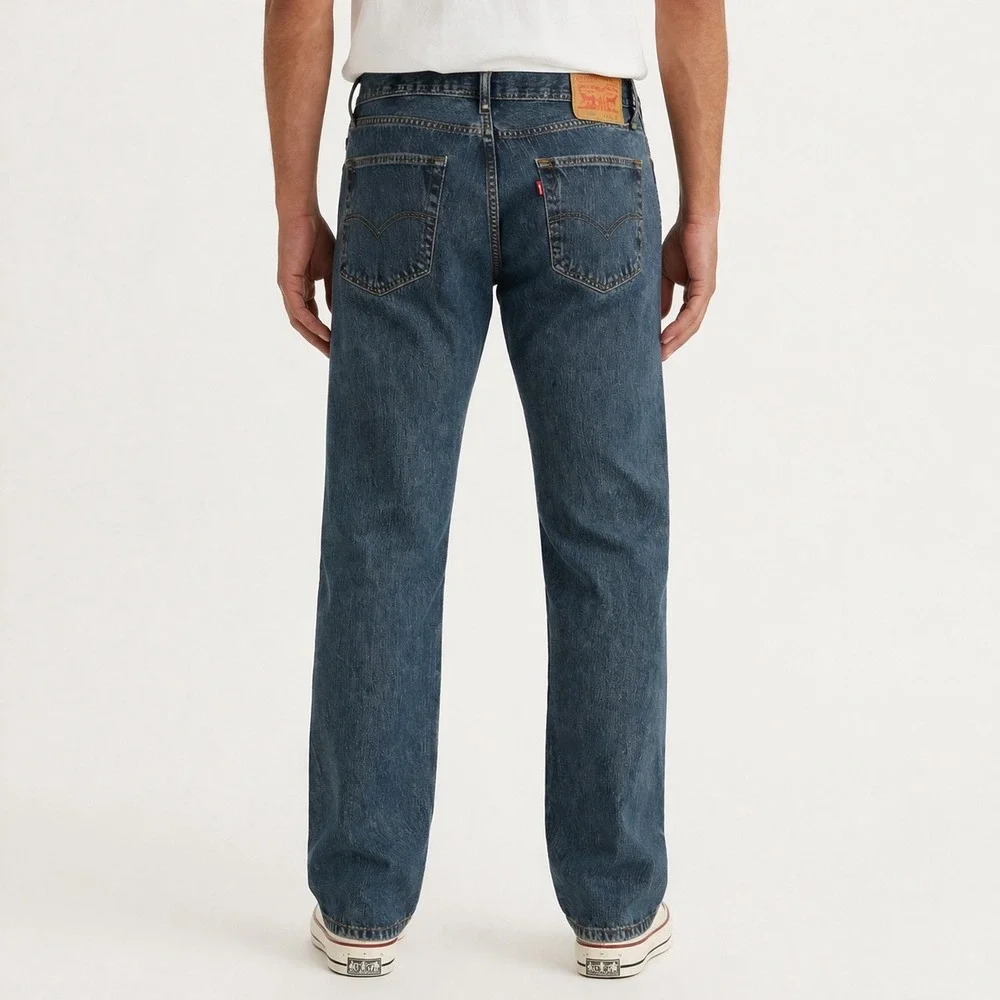 Levis 505 Regular Fit Straight Leg Mens Blue Denim Jeans 38x30 Medium Wash